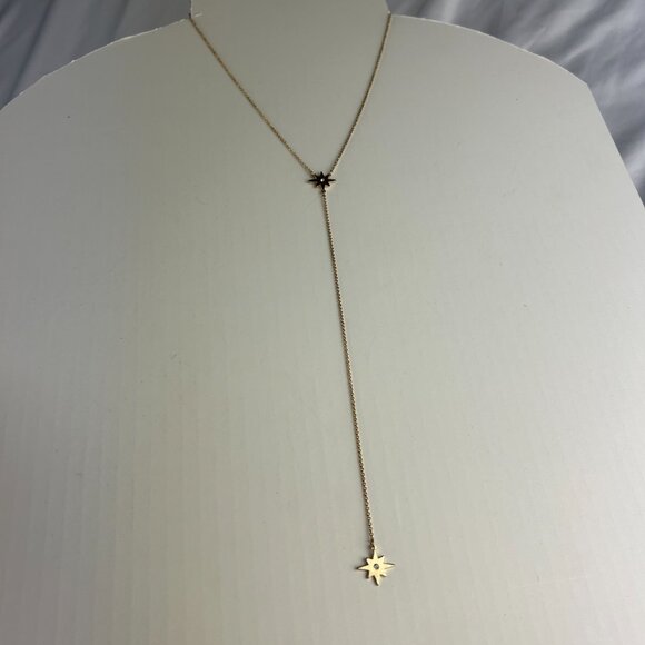 Nordstrom Rack Star Y Gold Tone Necklces with CZ - Picture 6 of 8